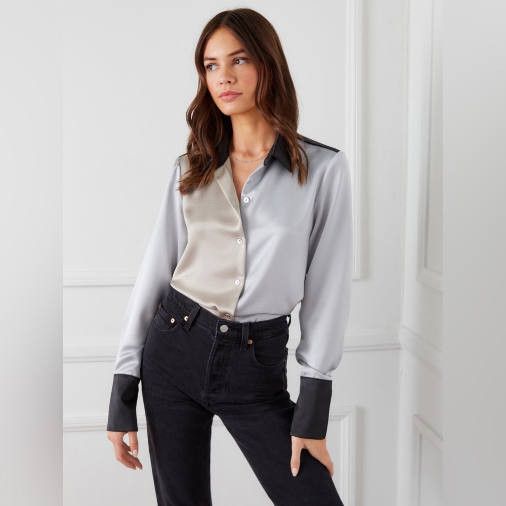 Fifteen Twenty Colorblock Button Down Blouse